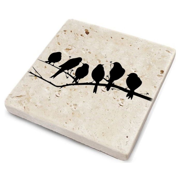 Hermia Conjunto de 4 Posavasos de Piedra Natural Multicolor